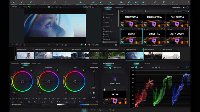 colourlab-ai panneaux d'étalonnage des couleurs dans colourlab.ai