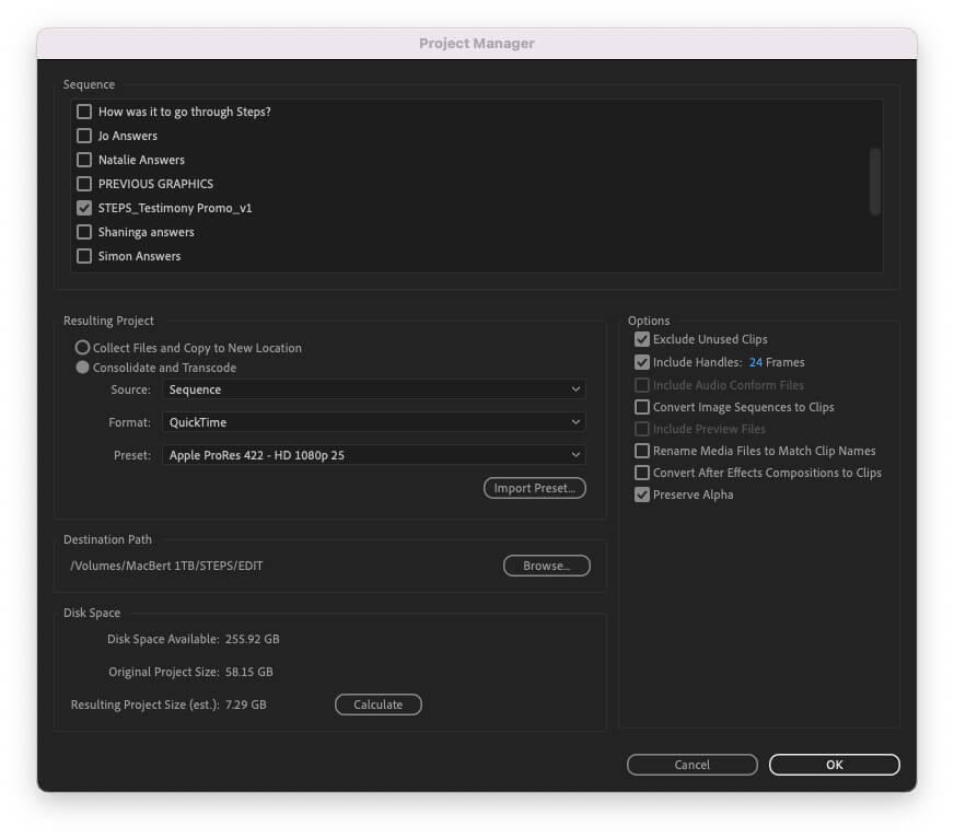 consolider et transcoder consolider et transcoder dans Adobe Premiere Pro