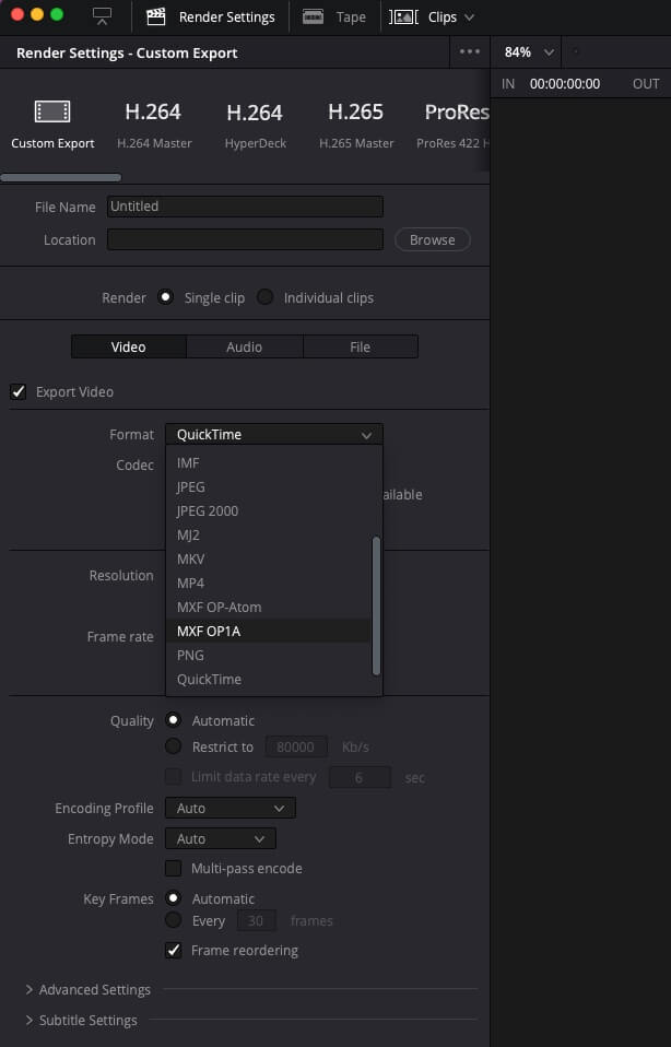 Exporter des fichiers MXF OP1a depuis DaVinci Resolve Exporter des fichiers MXF OP1a depuis DaVinci Resolve