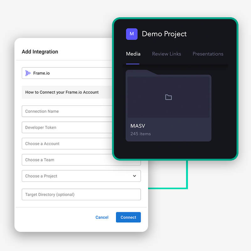 frameio-cloud-integration Intégration du MASV avec Frame.io