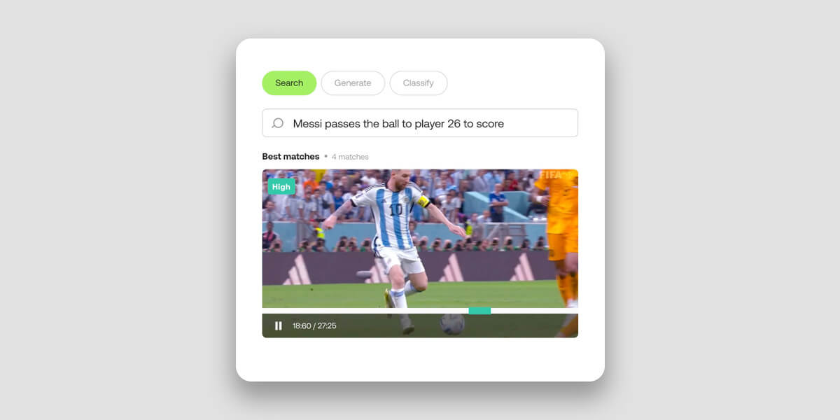 messi-passe-ball un modèle de compréhension vidéo reconnaît Messi passant un ballon à un joueur sélectionné