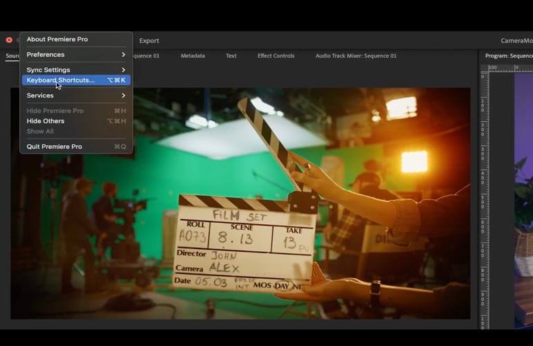 Premiere-Pro-Shortcuts_fenêtre de raccourcis clavier Option de raccourcis clavier dans Adobe Premiere Pro