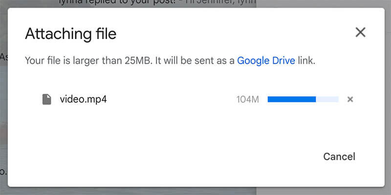 envoi de fichiers volumineux par courriel - 25MB Gmail télécharge un fichier volumineux vers Google Drive