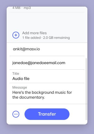 WeTransfer Envoi de fichiers audio via WeTransfer