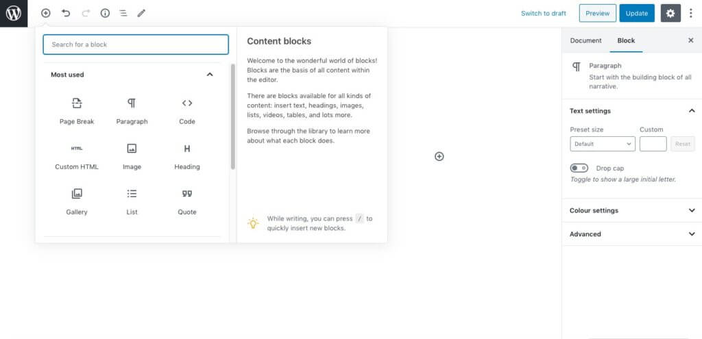 bloc wordpress step5