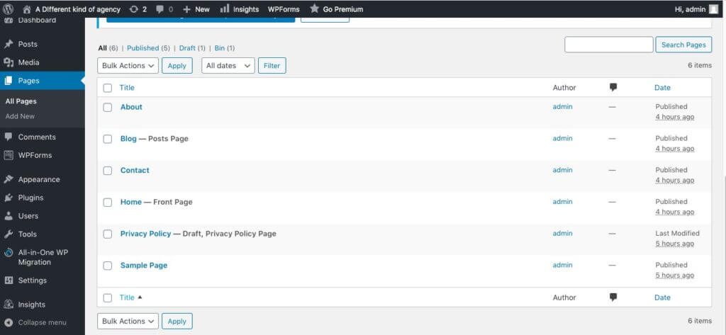 pages wordpress step5