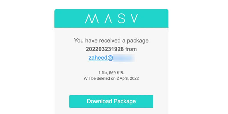 ズーム録画_ダウンロード MASVからのパッケージメール通知をダウンロードする