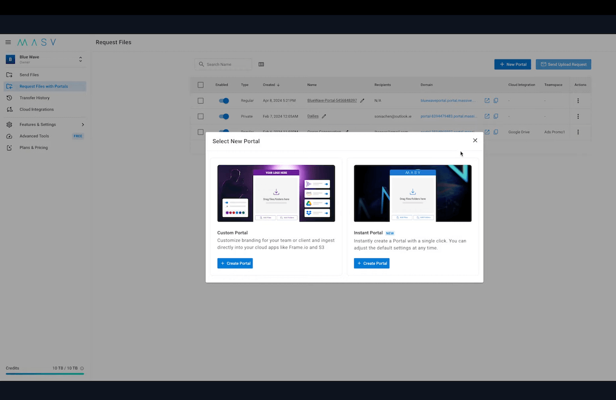 custom MASV portal Image de remplacement