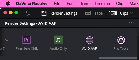 DaVinci Resolve DNxHR Avid AAF preset Préréglage DNxHR Avid AAF