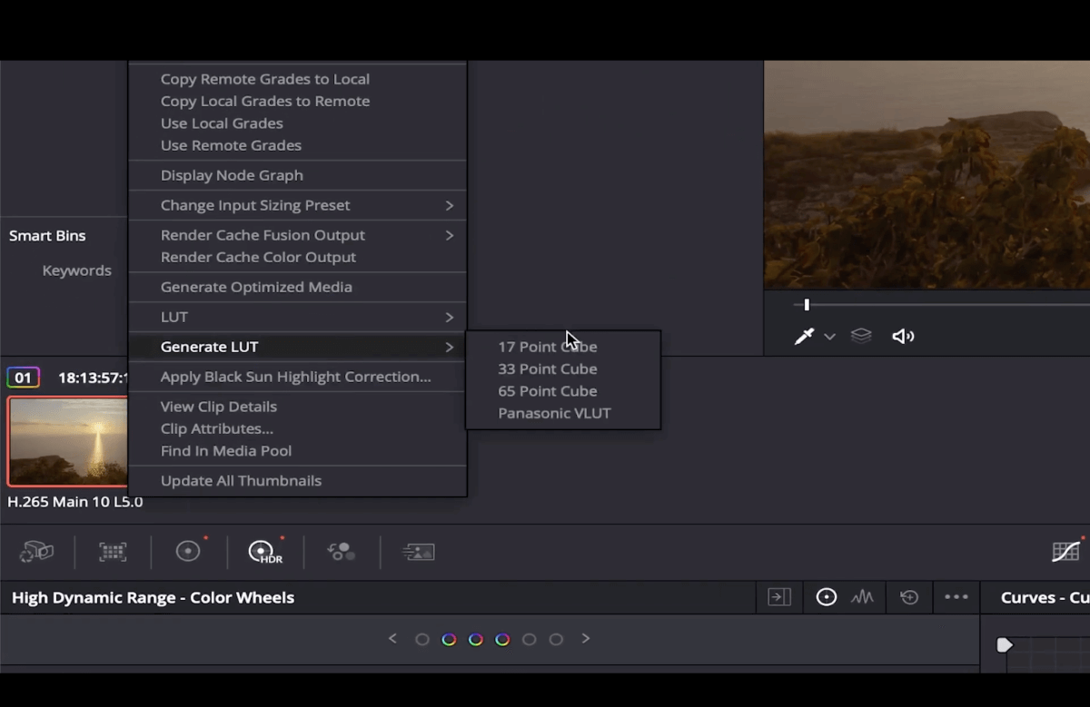 davinci-resolve-generate-LUT davinci resolve generate LUT
