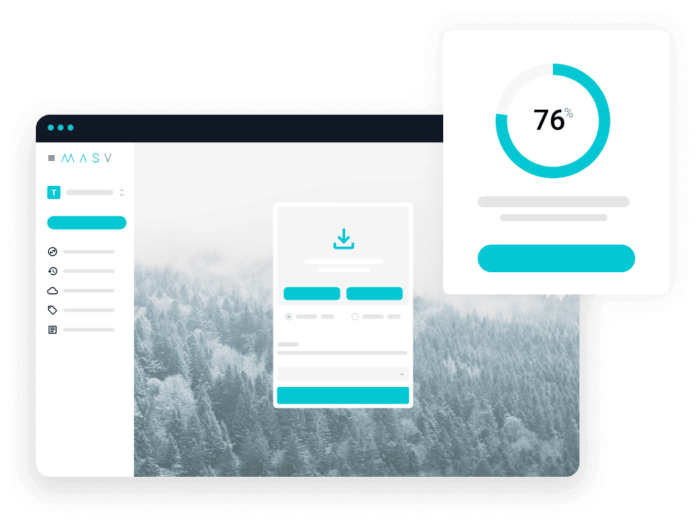 Alternative à WeTransfer - Service de transfert rapide de fichiers MASV 1 MASV Upload UI diagonal 1