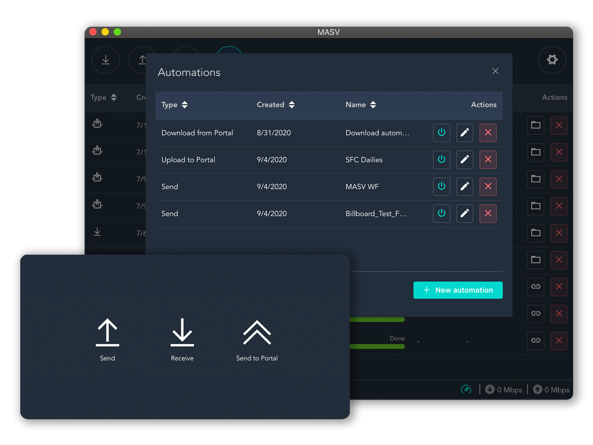 Watch Folders_Automation_hi-res Éléments d'interface utilisateur des dossiers de veille MASV